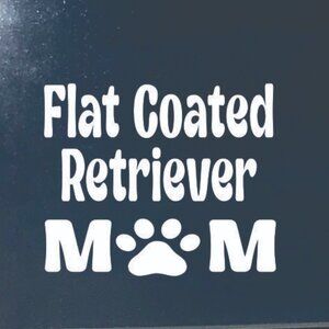 White Flat Coated Retriever Dog Mom Vinyl Window Decal Sticker for Cars